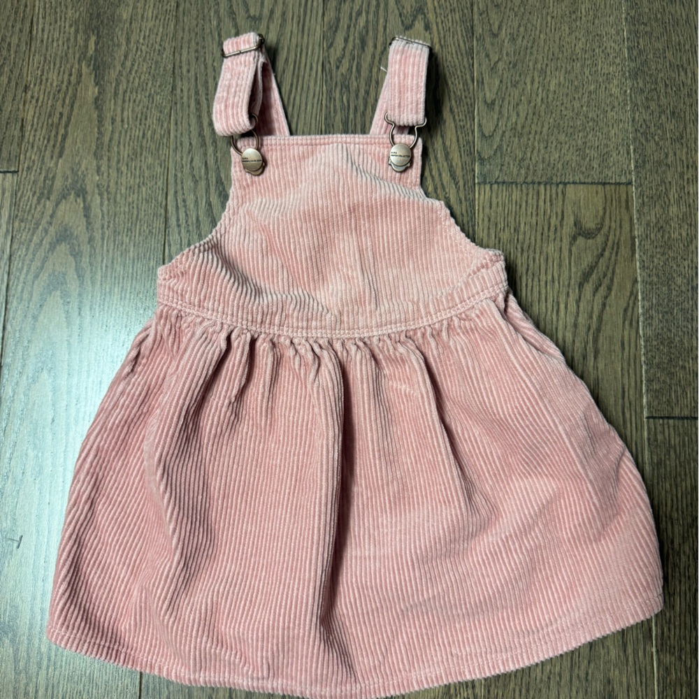 Zara Pink Corduroy Pinafore Dress